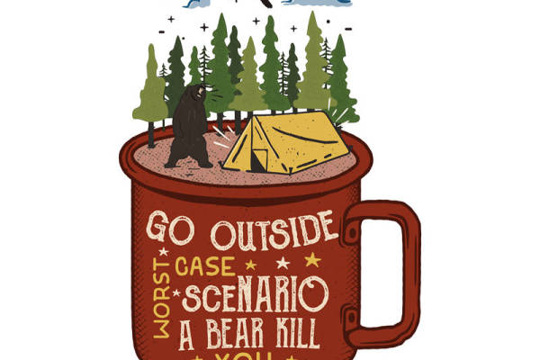 户外探险系列：森林熊出没主题裁片印花服装