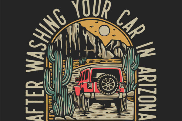 复古风沙漠越野车印花服装裁片，打造个性户外风格