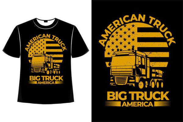 美国卡车大篷车印花T恤 裁片印花服装