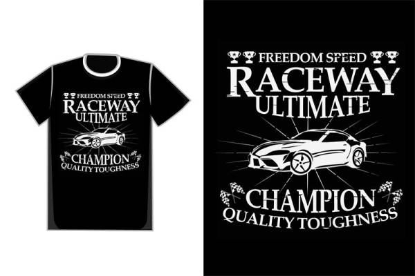 自由速度赛车印花T恤，裁片印花服装时尚潮流