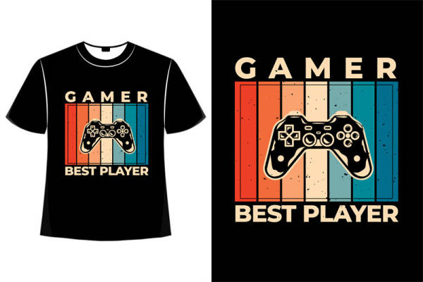 复古游戏机控制器印花T恤 裁片印花 服装印花