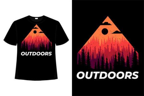 自然山林印染裁片印花T恤，户外运动服装印花