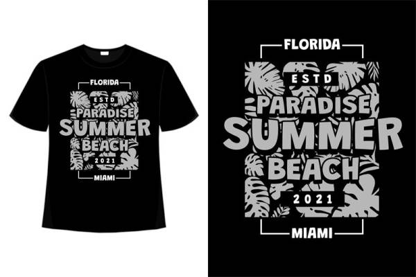 夏季海滩风情裁片印花T恤，时尚潮流服装印花