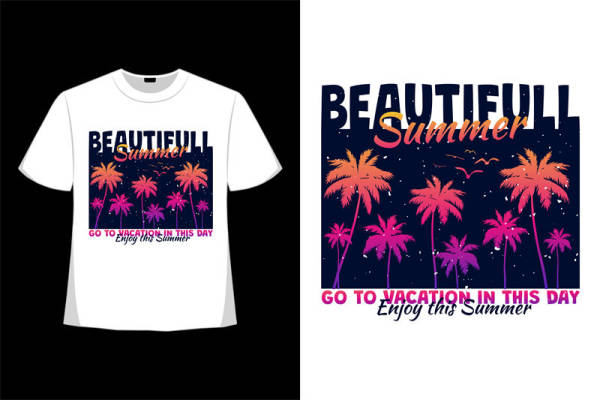 夏季海滩风情服装印花设计，享受轻松假期