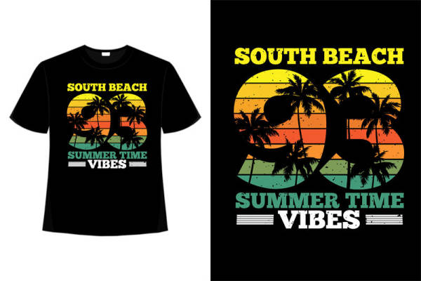 复古90年代南滩夏日风情服装印花裁片