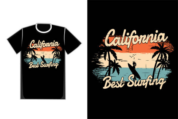 加州冲浪风情服装印花设计，最佳冲浪印花裁片