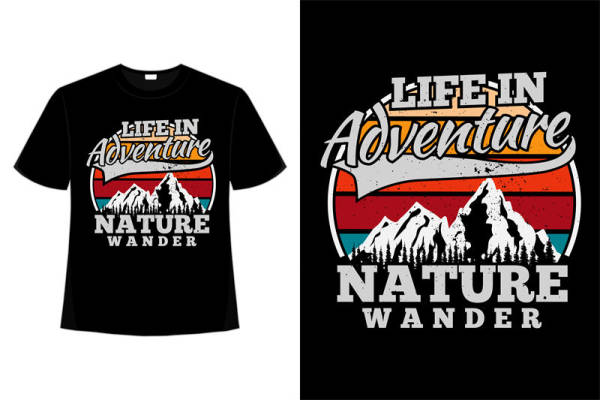 自然探险系列裁片印花T恤,户外运动服装印花