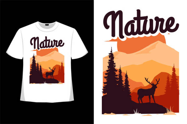 自然山林主题服装印花设计，创意裁片印花T恤