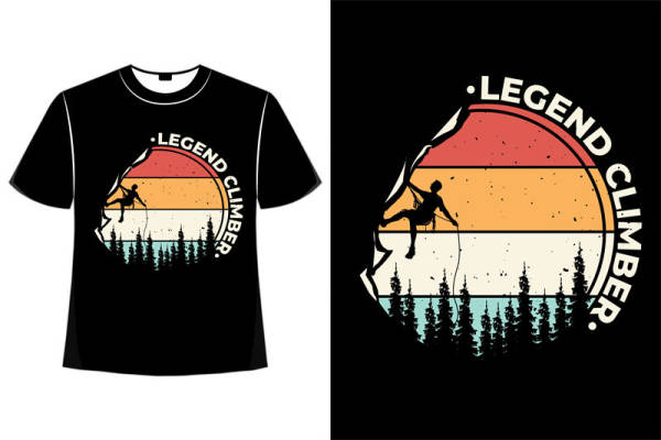 复古山峰攀爬者印花T恤 裁片印花服装