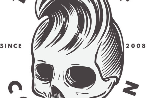 复古骷髅波浪纹服装印花裁片,时尚潮流必备