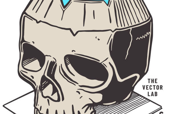 骷髅椰子酒杯印花裁片，打造个性服装印花