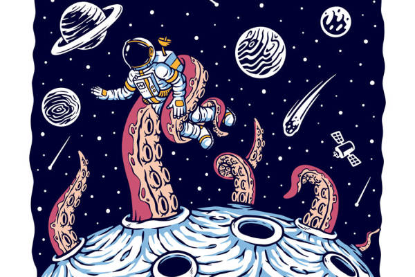 外太空探险：宇航员与神秘星球的裁片印花服装