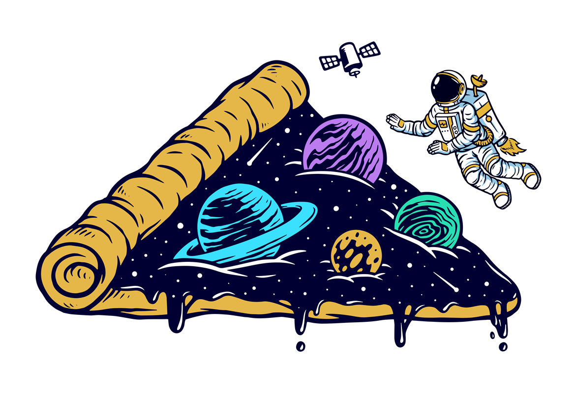 太空探险系列：宇航员与行星的梦幻印花服装