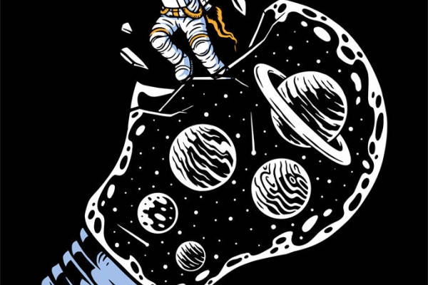 宇航员太空探险系列裁片印花设计，创意服装印花