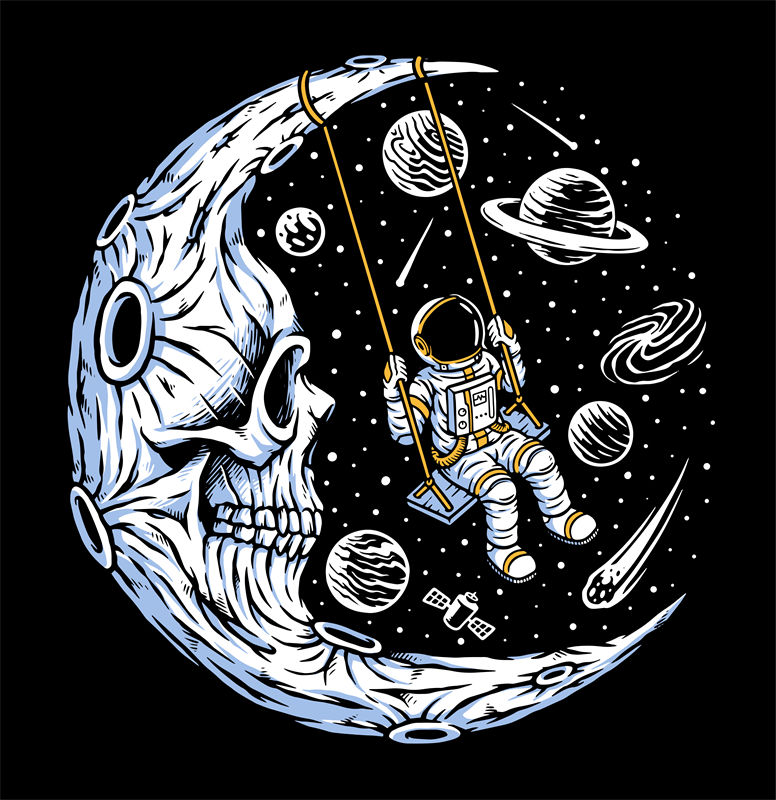 月球探险者：太空探险裁片印花服装设计