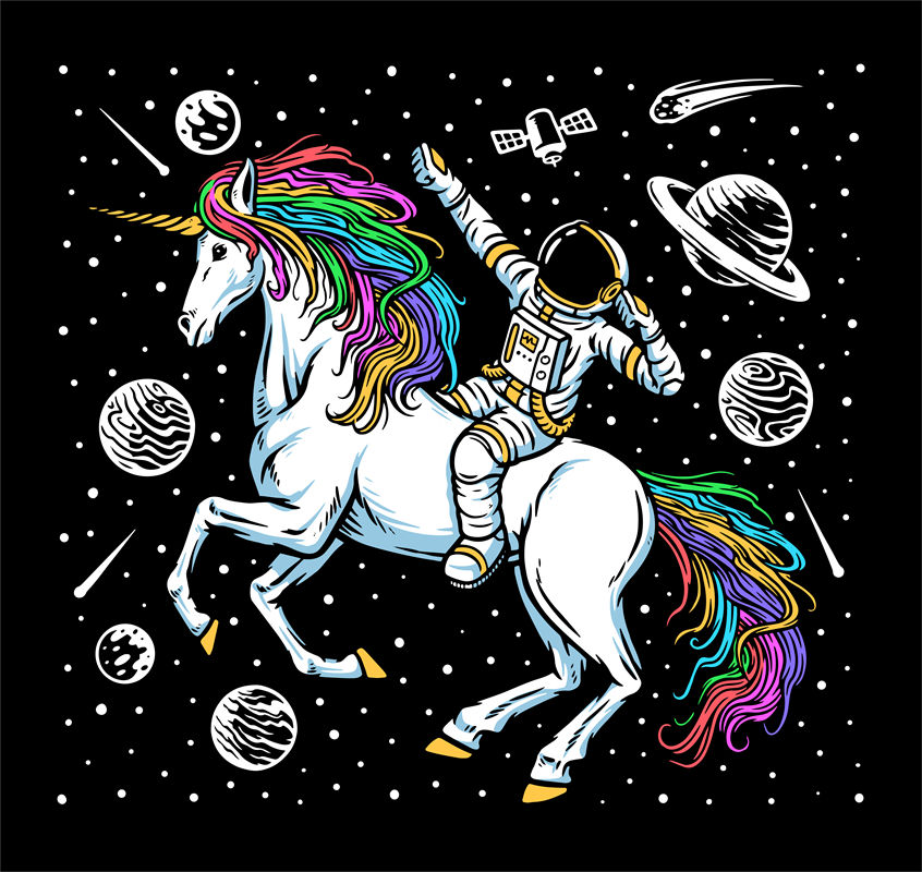 梦幻独角兽太空探险：裁片印花服装印花