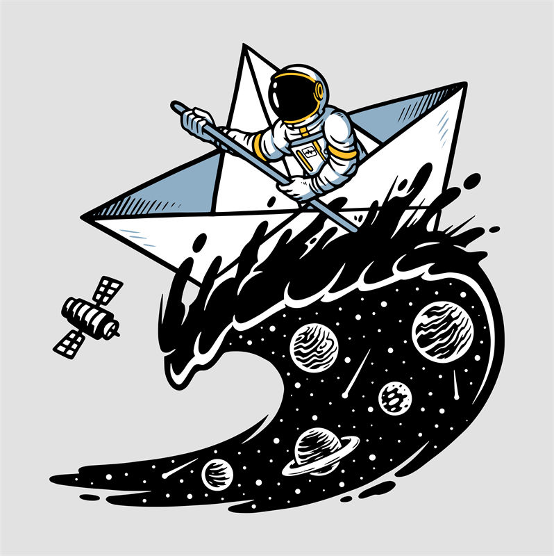太空探险者：宇航员与行星的裁片印花服装
