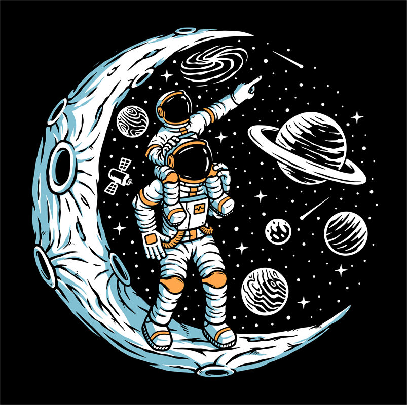 宇宙探险者：月球漫步者裁片印花服装印花