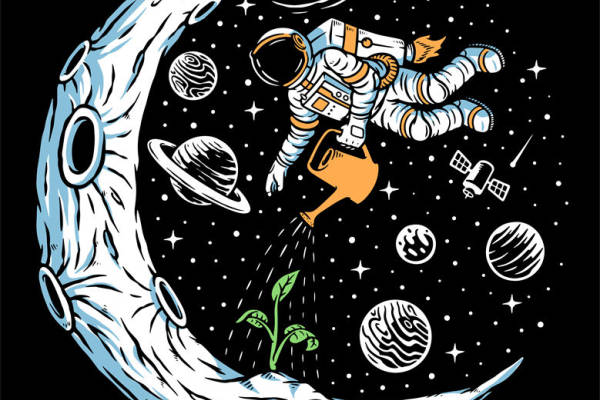 月球上的太空花园：创意裁片印花服装设计