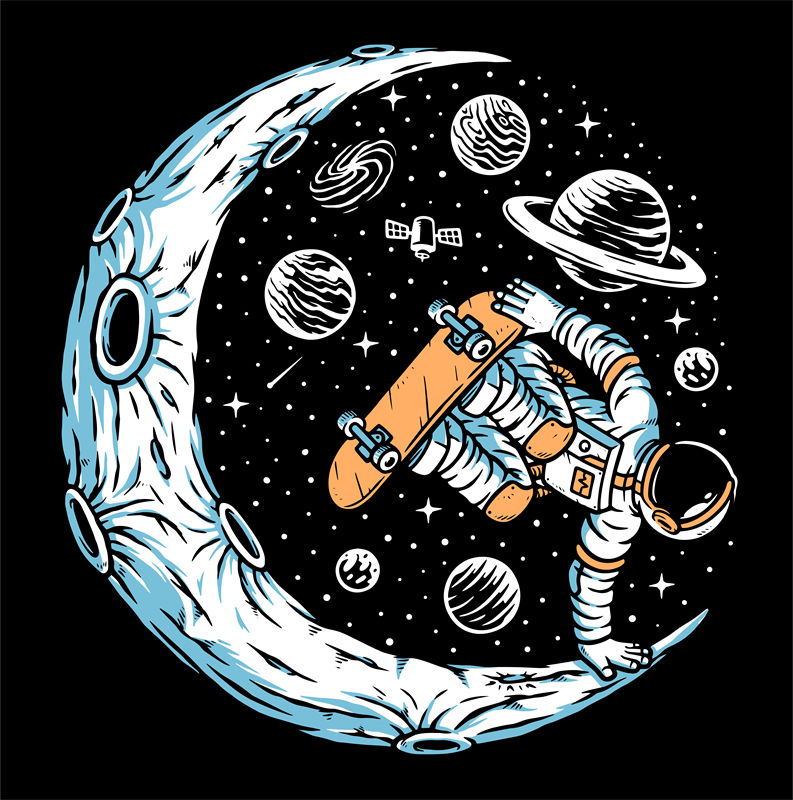 太空探险：月球与宇航员的裁片印花服装