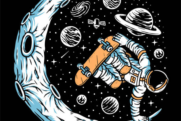 太空探险：月球与宇航员的裁片印花服装