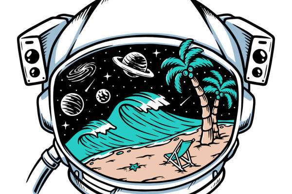 宇航员头盔下的热带海滩：独特裁片印花服装设计