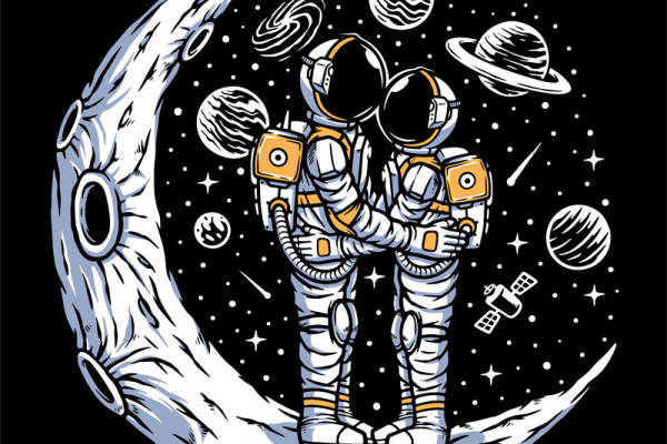 太空探险者：宇航员月球漫步裁片印花服装