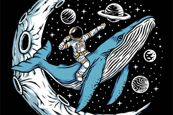 鲸鱼与宇航员的梦幻太空之旅：裁片印花服装设计