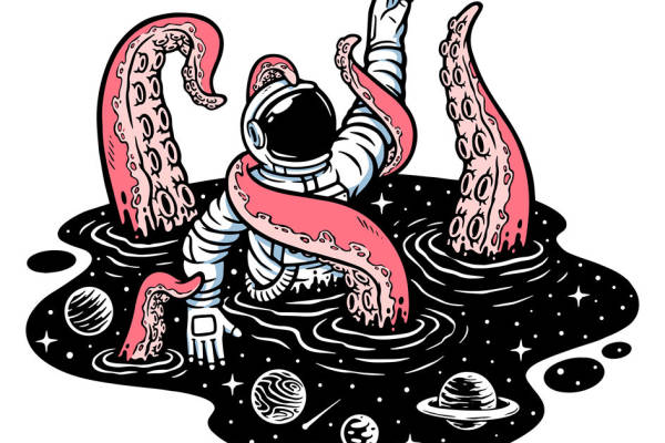 太空探险者与章鱼触手的奇幻印花：裁片印花服装新宠