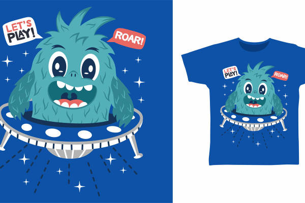 趣味卡通怪兽裁片印花，让服装更有趣