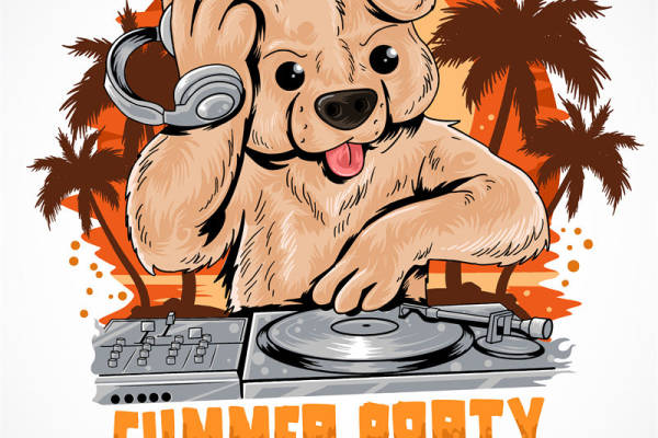 夏日海滩派对：萌宠DJ裁片印花服装