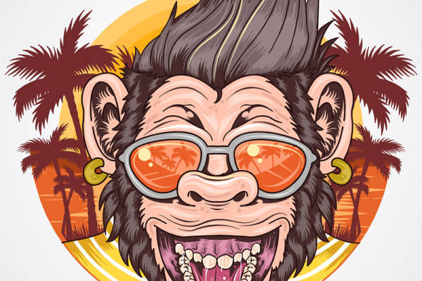 热带风情猴王裁片印花服装印花设计