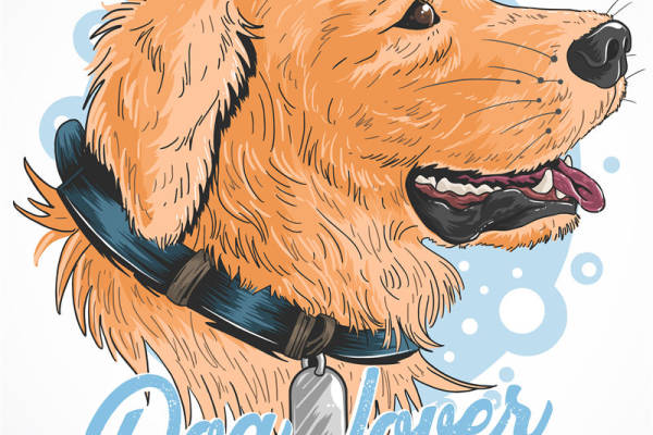 温馨宠物印花：金毛犬图案服装印花设计