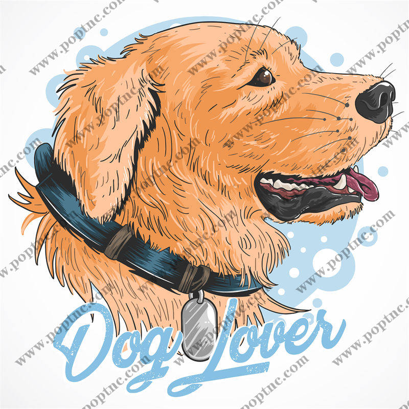 温馨宠物印花:金毛犬图案服装印花设计