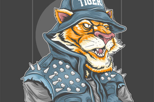 酷炫老虎印花裁片，时尚潮流服装印花设计