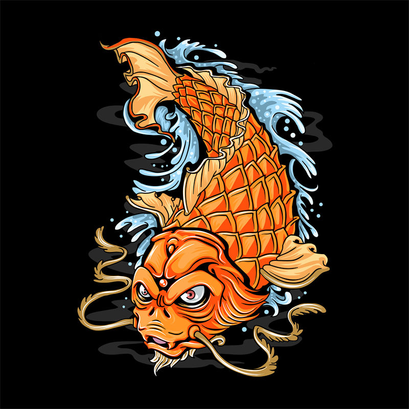 金鲤鱼纹样裁片印花：时尚与传统交融的服装印花