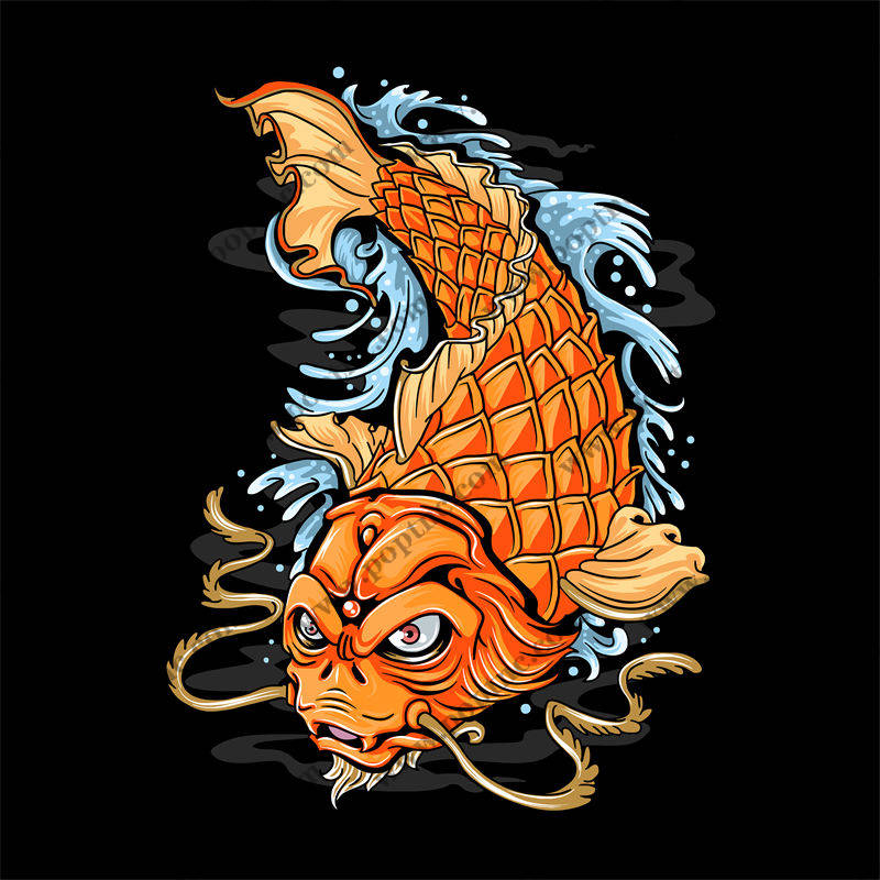 金鲤鱼纹样裁片印花:时尚与传统交融的服装印花