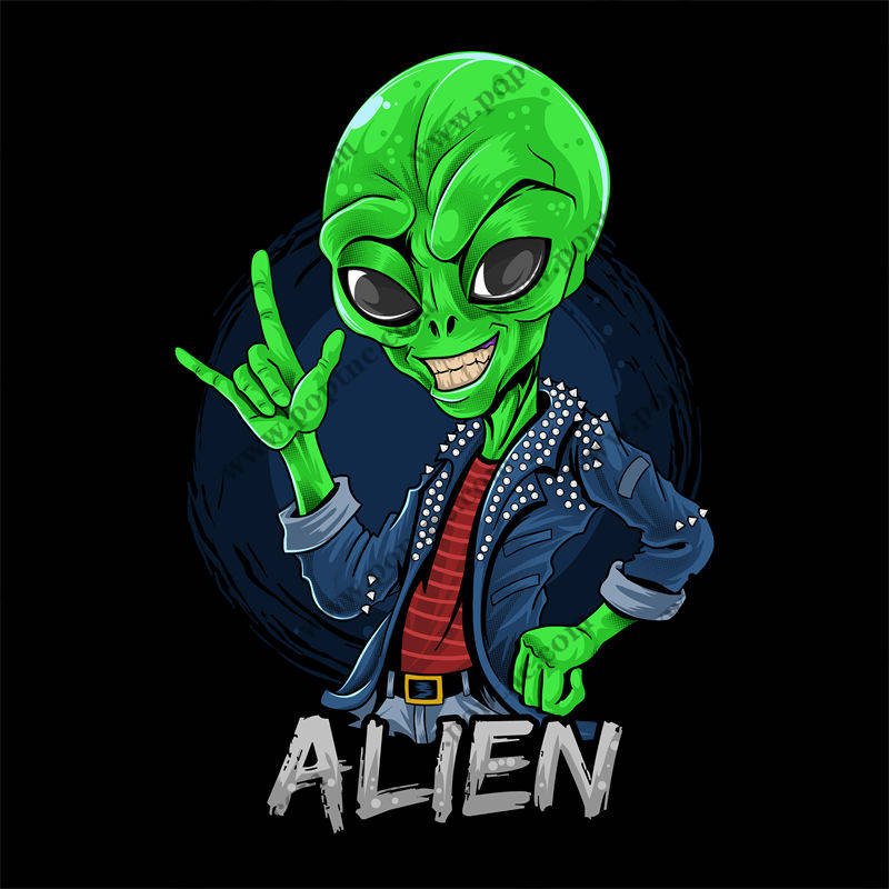 摇滚风外星人裁片印花服装印花设计