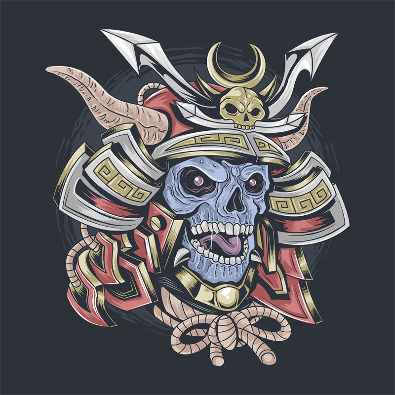 暗黑武士头骨裁片印花服装设计