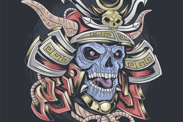 暗黑武士头骨裁片印花服装设计