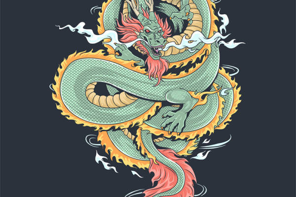 龙腾云海:传统龙纹裁片印花服装设计