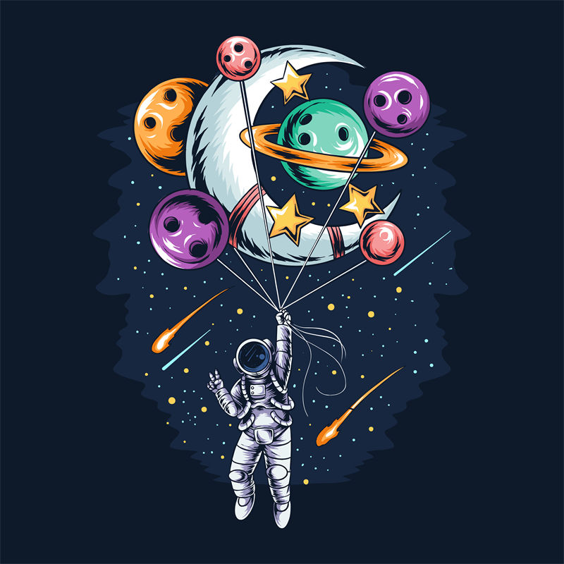 宇宙探险家：太空宇航员印花裁片服装印花