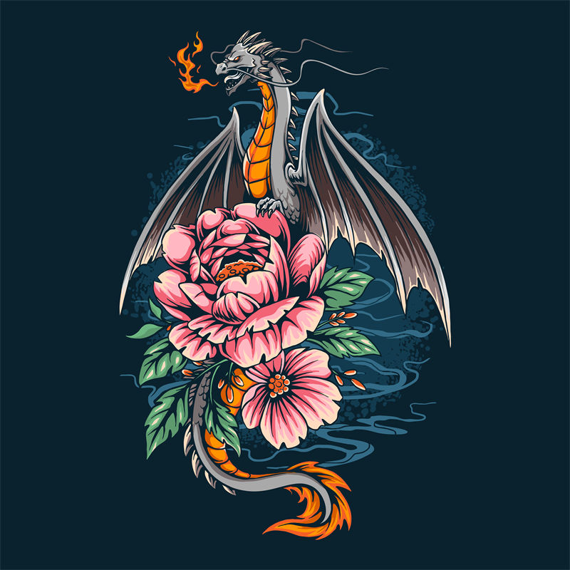龙与花的和谐共舞：精致裁片印花服装