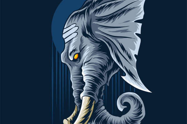 深邃神秘夜行象纹裁片印花服装