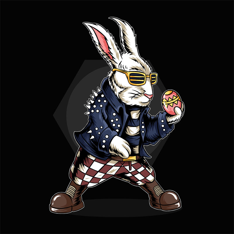 时尚裁片印花：复古兔头像服装印花设计
