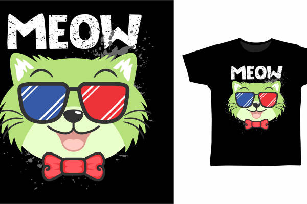 时尚裁片印花：酷猫墨镜设计，适合各种服装印花