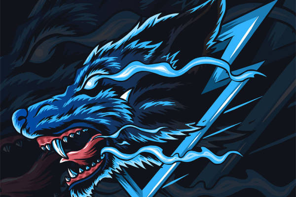 蓝色狼头裁片印花：时尚与野性并存的服装印花设计