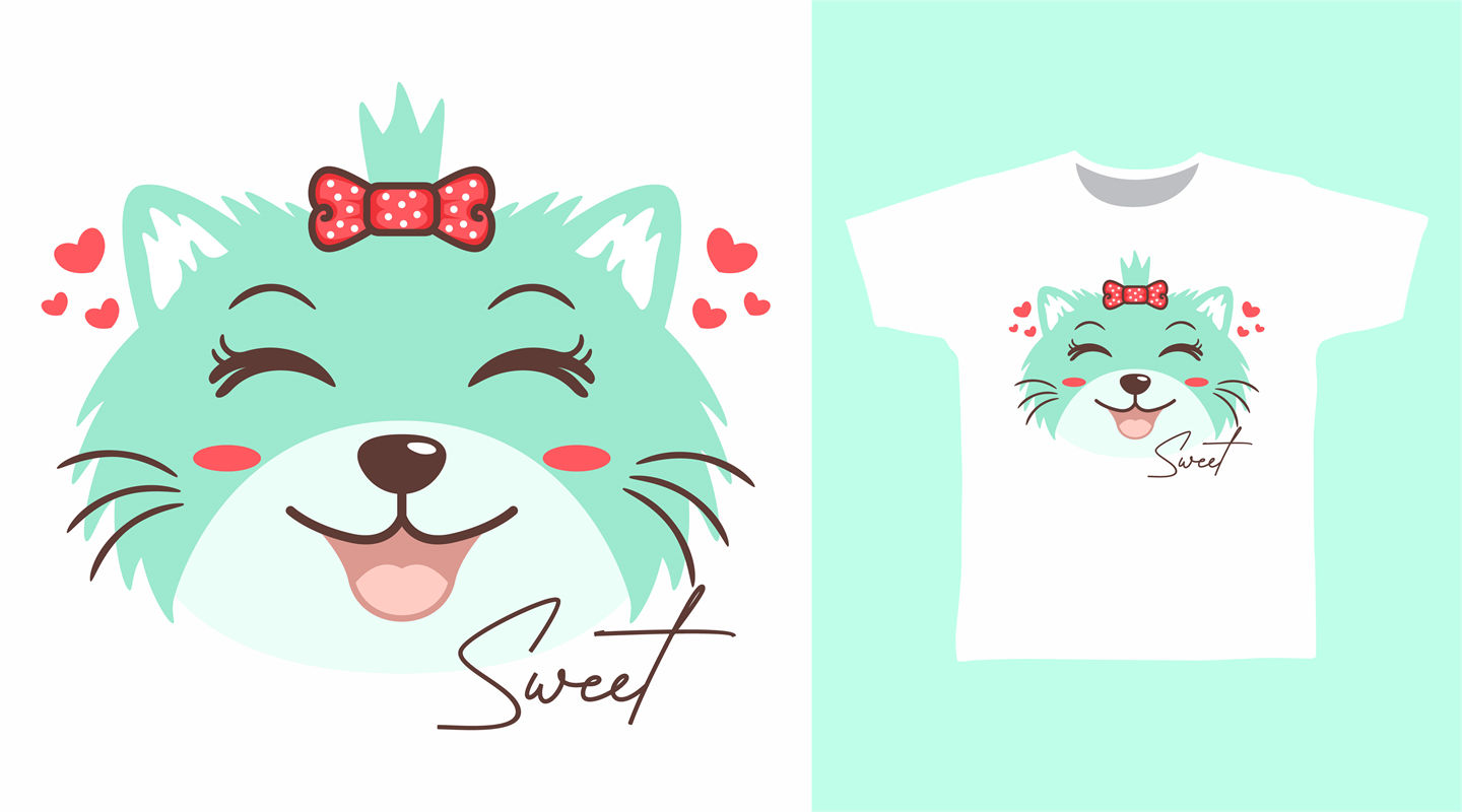 可爱猫咪裁片印花：萌宠图案服装印花设计
