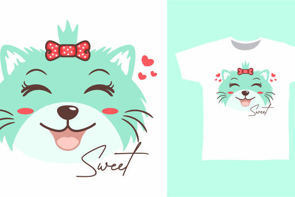 可爱猫咪裁片印花：萌宠图案服装印花设计