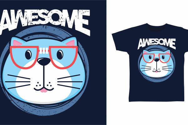 可爱猫咪眼镜印花，轻松打造个性服装